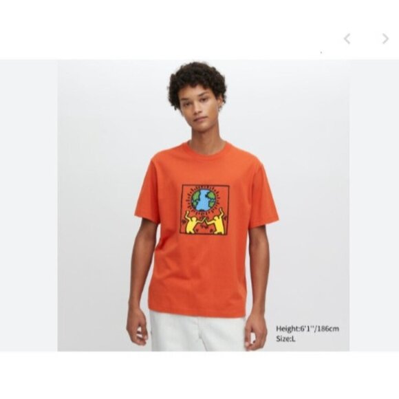 NEW Keith Haring Men's S Red Graphic T-Shirt 100% Cotton Short Sleeve Crewneck - Picture 1 of 7